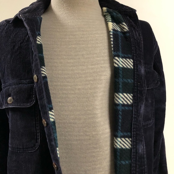 Corduroy Men's  Navy Long Sleeve Flannel Lined Button Shirt Jacket Medium - Picture 5 of 15
